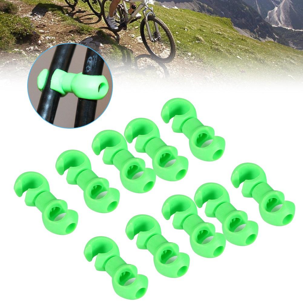 10PCS Cycling Bike S Clips Clamp Brake Cable Gear Housing Guides(Green)