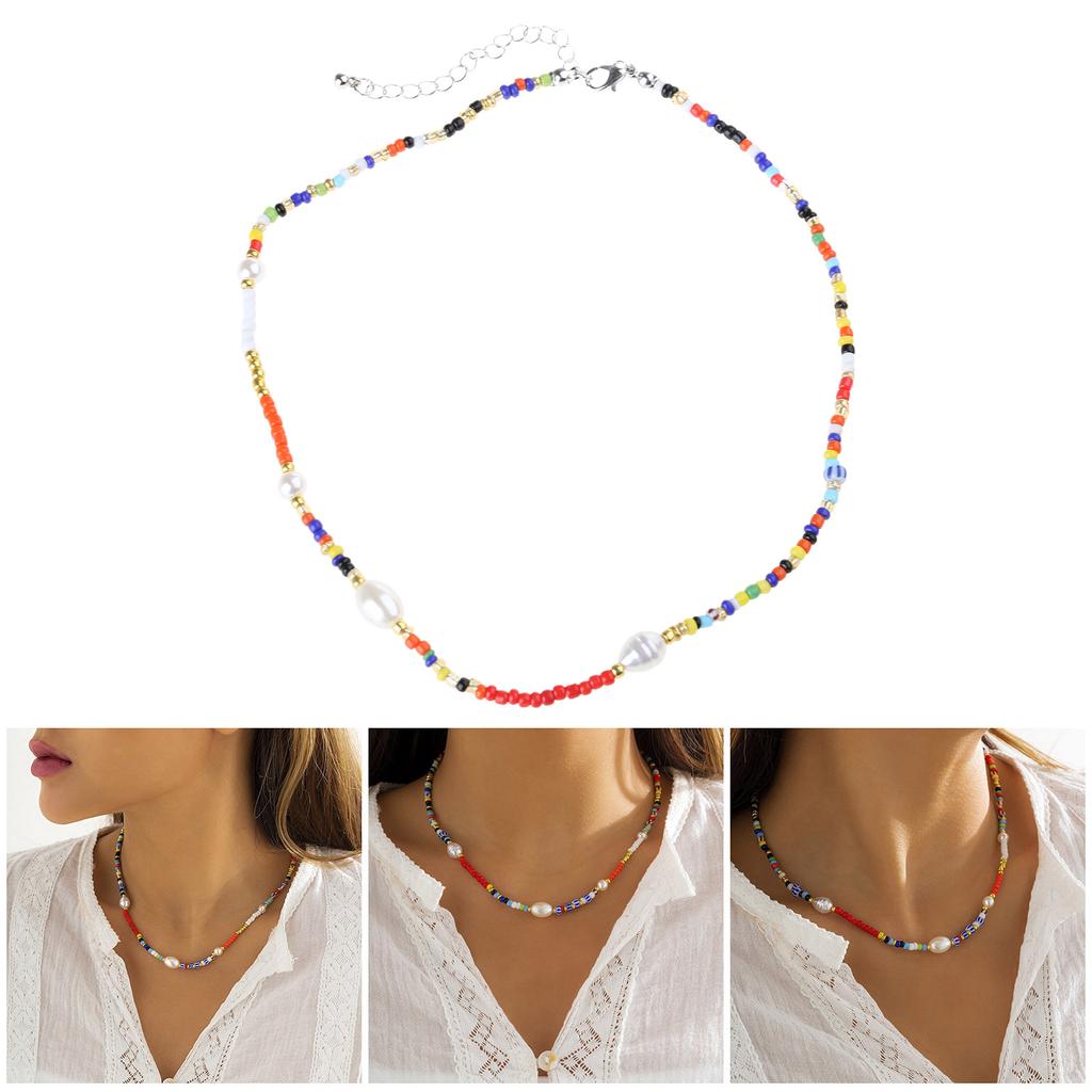 Rainbow Bead Necklace Elegant Neckwear Daily Wear Charm Necklace Party Dating Accessories Suitable for Any Occasion