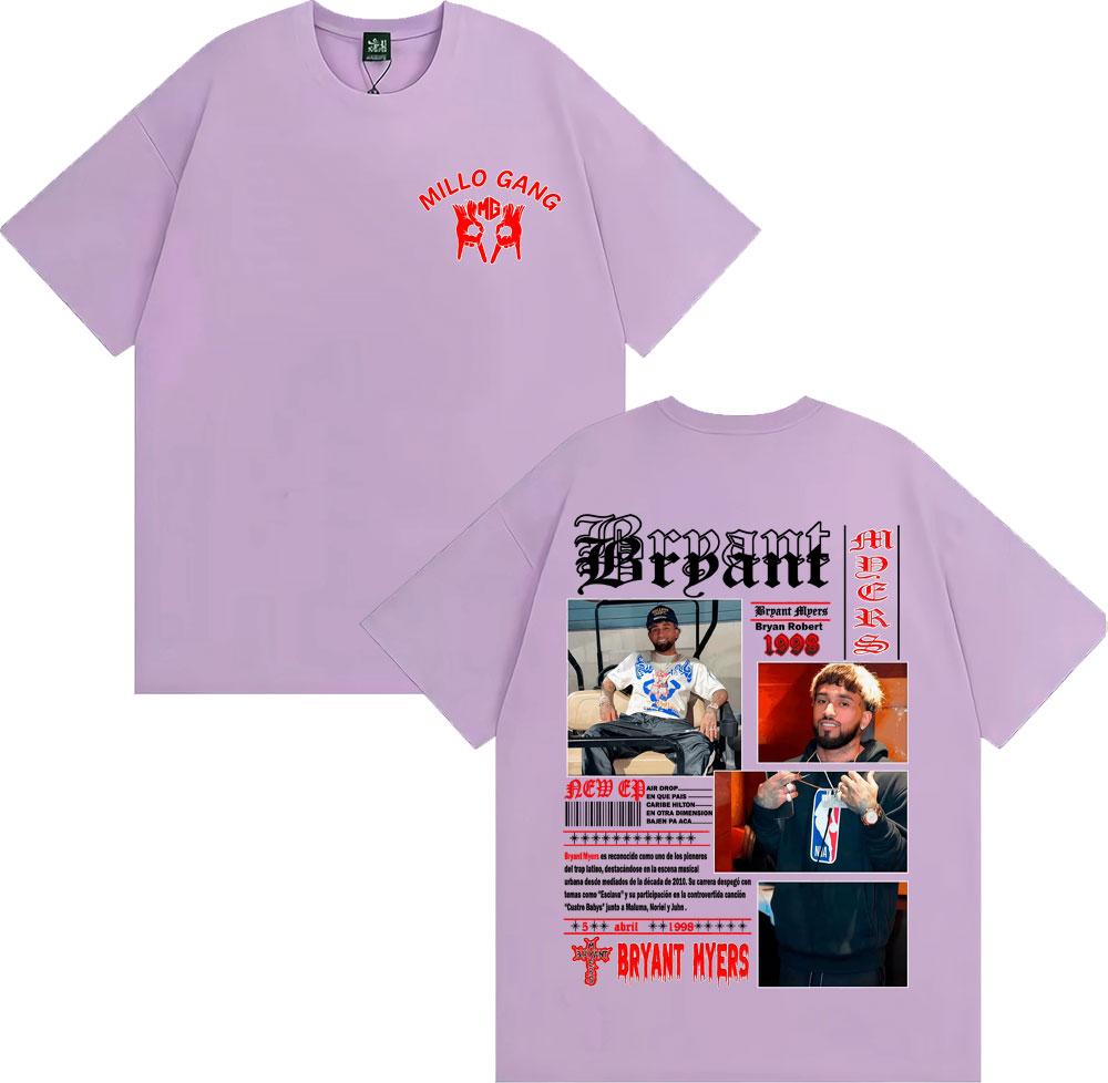 Rapper Bryant Myers Album 2025 Tour Cover T-shirts for Men Harajuku Gothic Streetwear T Shirt Male 100% Cotton Oversized T-shirt