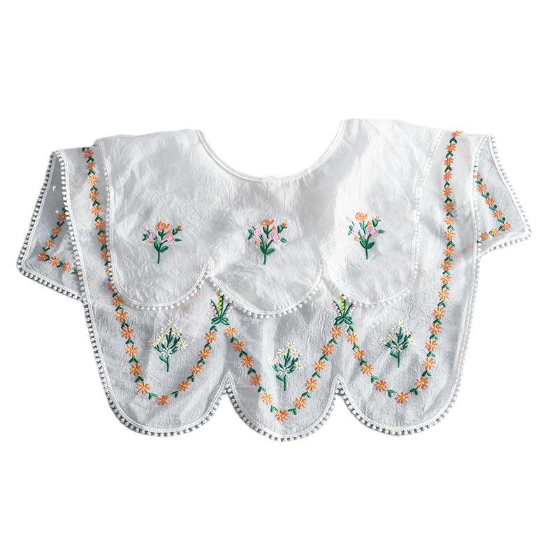 Perfect Match Novelty New Lace Flower Embroidery False Collar For Women White Shoulder Wrap Shawl Big Lapel Shawl Shirt Detachable Collar