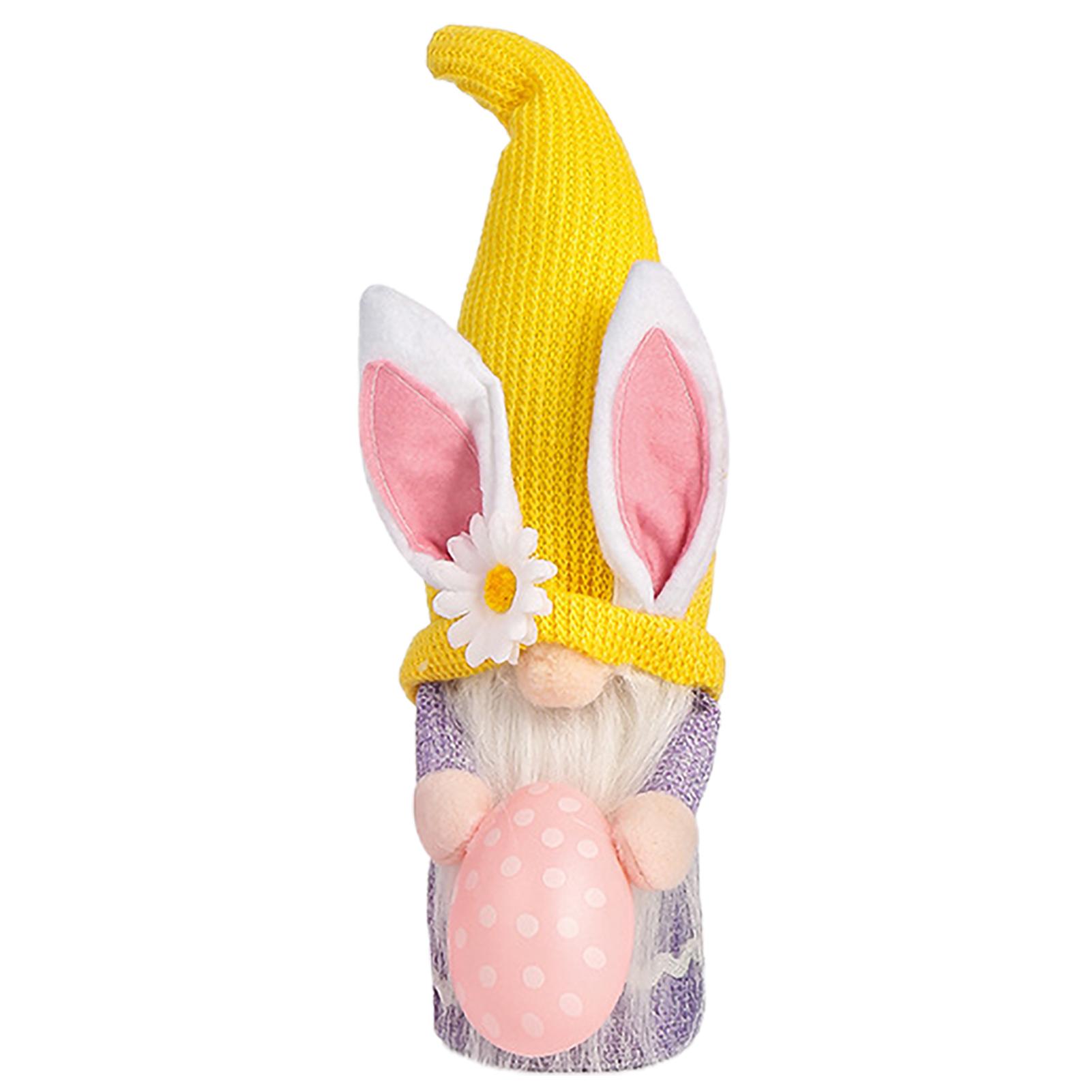 

Happy Easter Ornament Faceless Gnome Plush Doll With Rabbit Ears Bunny Dwarf Doll Holding Egg Gift For Kids Girls