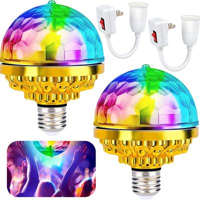 2er-Pack Discokugel-Licht Discokugel-Diffusor Bunte drehende Zauberkugel-Lampenbirne Drehende Bühnen-Steckdose Drehende Bühnenlichter mit E27-Fassungen LED