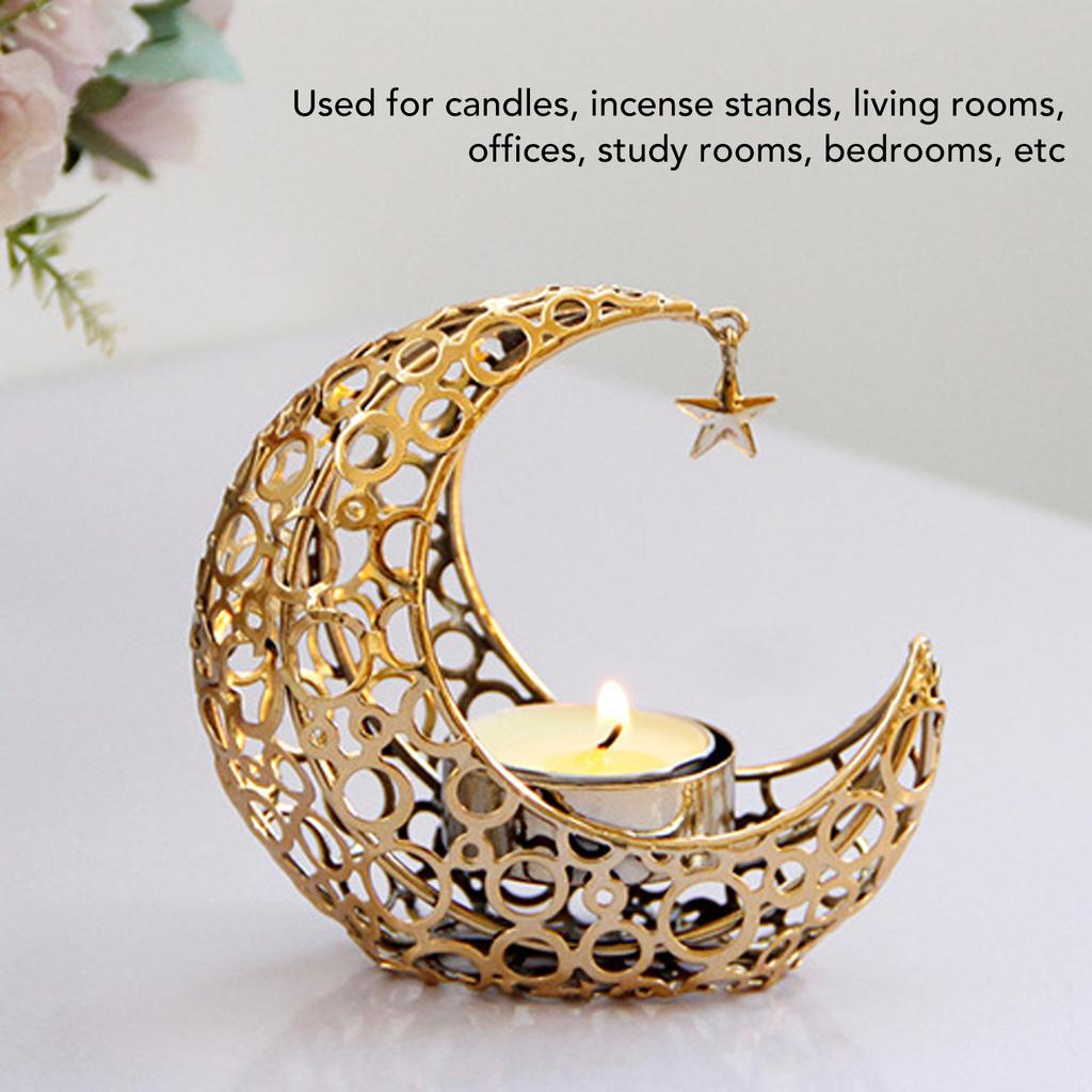 Romantic Moon Candlestick Iron Hollowed Candle Holder for Weddings Christmas Decoration Dining Coffee Table