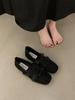 Square Head Sweet Flower Princess Shoes French Flat Bottom Shallow Mouth Single Shoes Fashion Versatile Elastic Band Ballet Shoes Fringe