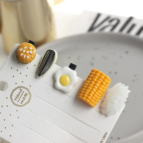 Girl Hair Pin Realistic Breakfast Chuck Design Side Bang Hair Clip Stable Grip No Damage Small Hairpin Daily Travel Hair Accessories