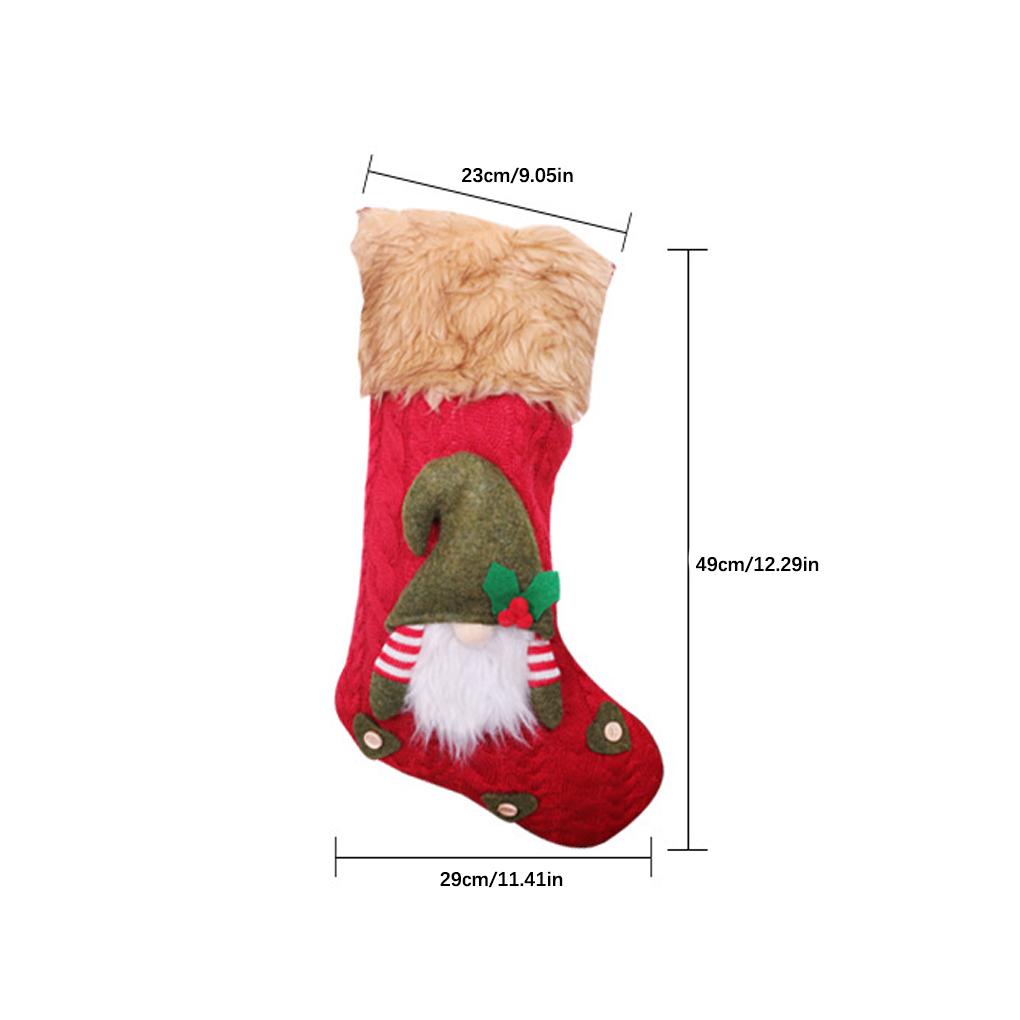 Knitted Christmas Stockings Socks Snacks Container Hanging Pendant Home Showcase Xmas Tree Hanger Elastic Goodie Bag Holder