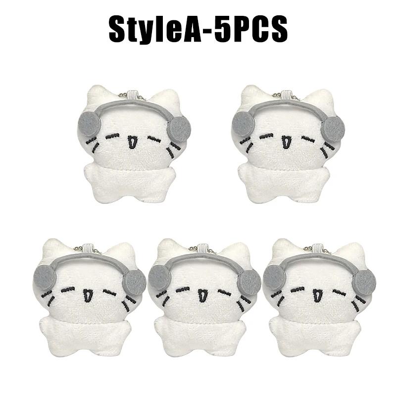 Cute Headphones Kitten Couple Keychain Mini Crying Cat Doll Plush Keyring Bag Pendant Charms Backpack Decor Cartoon Cat Keychain