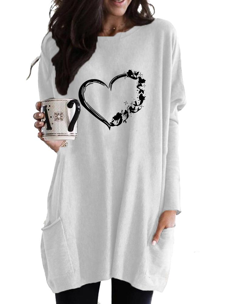 

Women s Sweatshirt Women s Long Tunic with Pockets Loose Fit Fashion Printed Logn Sleeve Top S