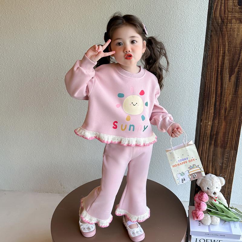 2025 Girls' Stylish Two-Piece Set: Sporty Sweatshirt & Pants for Baby - Perfect for Spring & Autumn