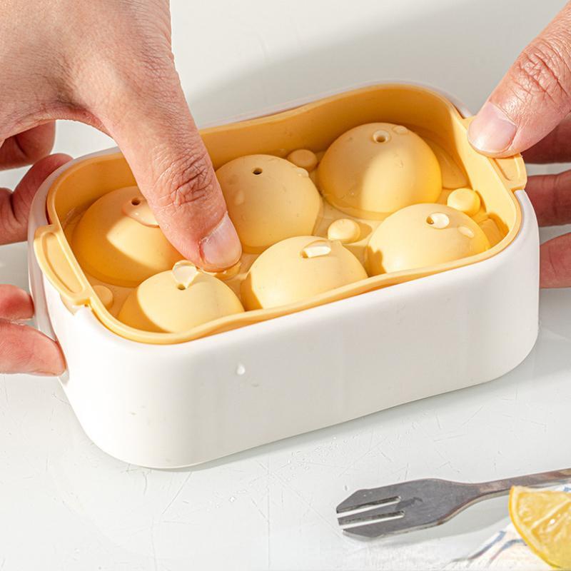 Stampo per Ghiaccio Rotondo a 6 Celle per Casa con Coperchio Raffreddamento Estivo Succo Bevanda Whisky Creatore di Palle di Ghiaccio Gadget da Cucina