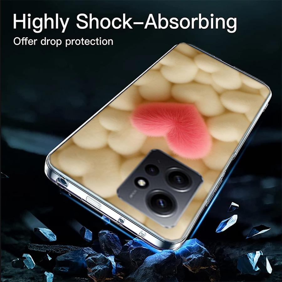 Furry Heart Phone Case For Redmi Note 14 15 Pro 5G 13 12 Pro Plus 11 11T 11E 11S 10 Pro 10S 9 9S Cover Cell Clear TPU Capa Compa