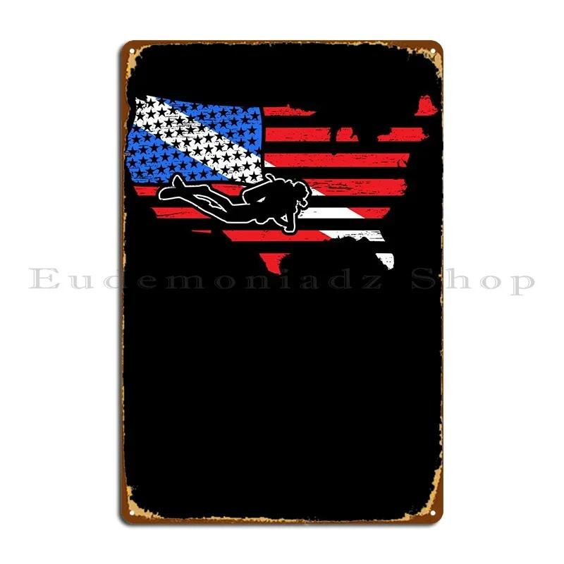 American Scuba Diver Metal Plaque Character Cinema Kitchen Garage Wall Cave Tin Sign Poster 20x30cm(7.8x11.8inch)