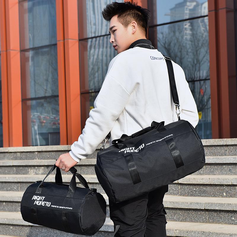 Men's Large Capacity Gym Bag with Shoe Compartment - Versatile Travel and Sports Crossbody Barrel Bag