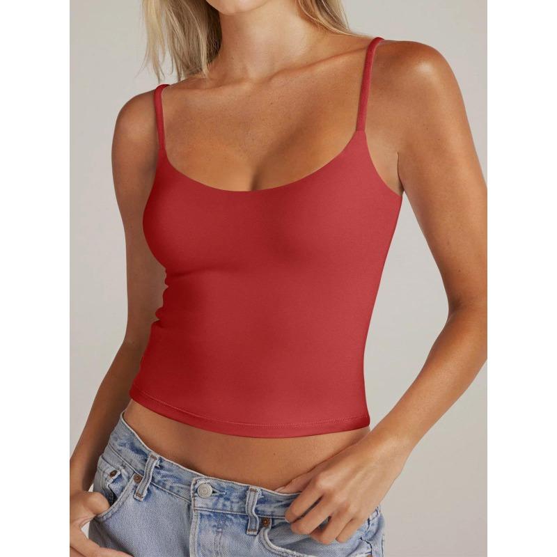 Damen Unifarben Verstellbar Spaghettiträger Cropped Cami Tanktop Ärmellos Lässiges Oberteil