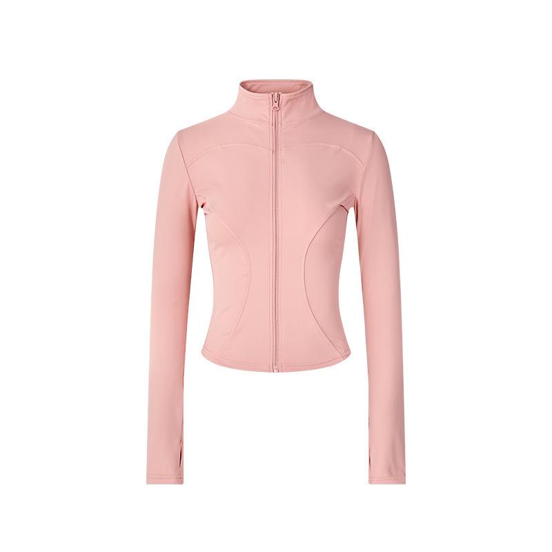 Women's Spring Yoga Jacket - Windproof Stand Collar, Slim Fit Zipper Cardigan for Running and Cycling.