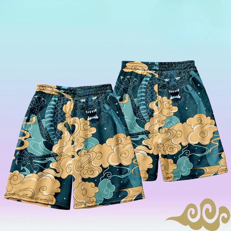 

Retro Chinese Green Dragon Gold Cloud Muay Thai Kickboxing Training Shorts Print Martial Art Boxer Unisex Men Women Fighting Fitness Sport Gym Workout S