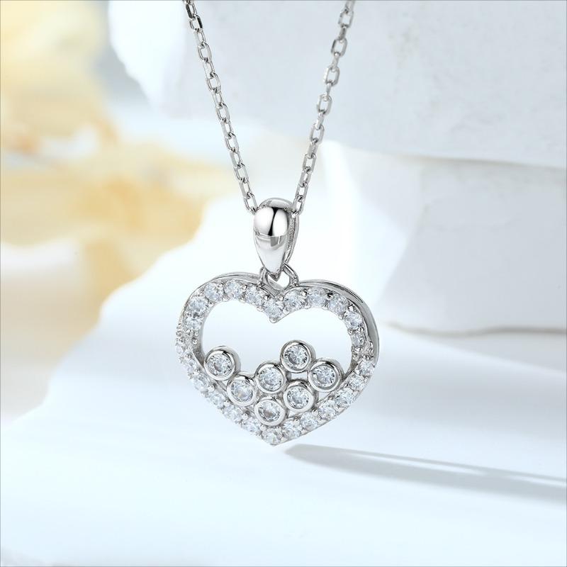 S925 silver heart necklace versatile niche design European and American style love neck chain sterling silver collarbone chain