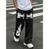 Boys' Autumn and Winter Long Pants with Flame Pattern Straight Leg Sports Pants for Casual and Loose Daily Outdoor Activities