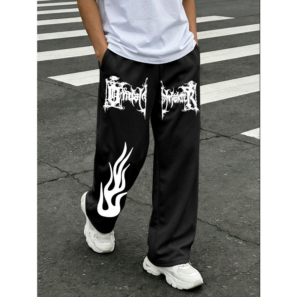Streetwear Must Have White Sweatpants with Black Dragon Design 45Y