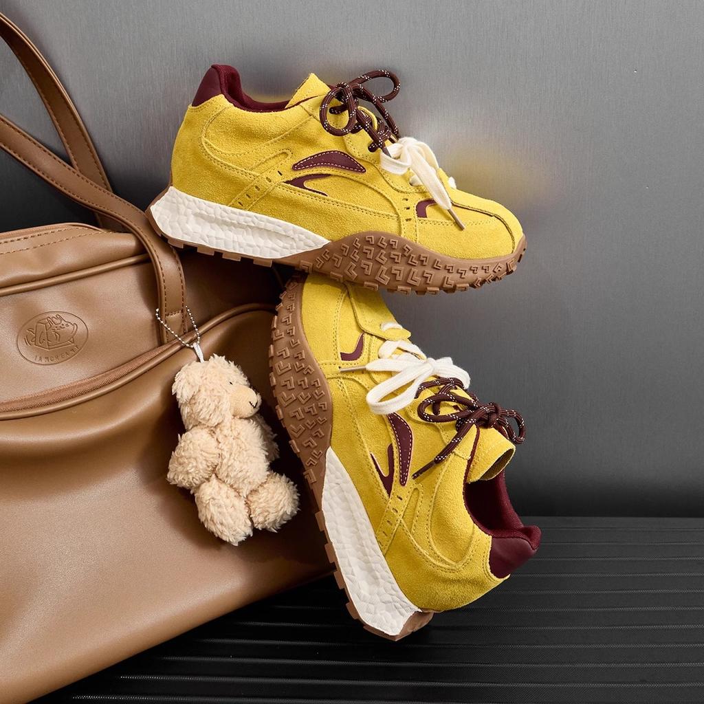 Leather Forrest Gump shoes women's American retro 7cm inner height increase women's shoes high value spring and autumn small size sports dad shoe