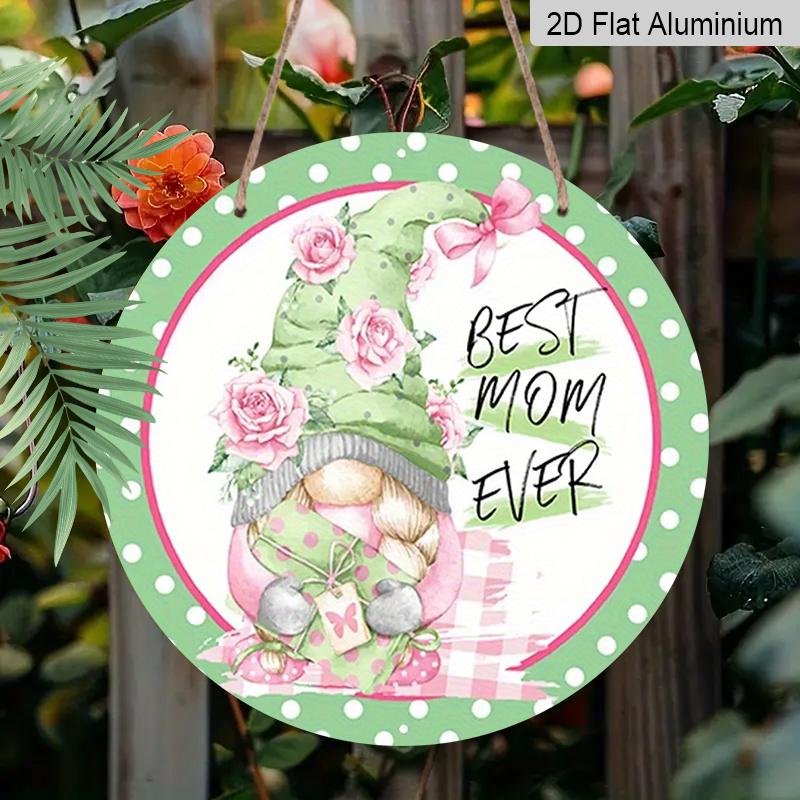 2D Flat 1pc, 8x8 in, Printed Aluminum Metal Signage, The Best Mom Decoration, Suitable for Doors, Walls, Home, Room Decoration, Farmhouse Decoration