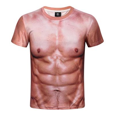 3D Muscle Print Short Sleeved Top for Fitness and Elasticity Men's T-shirts