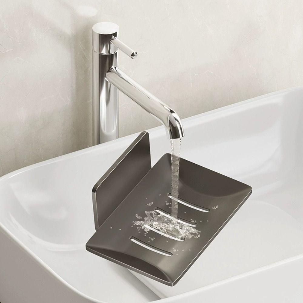 Patch Model Aluminum Alloy Soap Holder Wall Mounted Perforation-free Drain Water Soap Dish Multifunction Drain Space