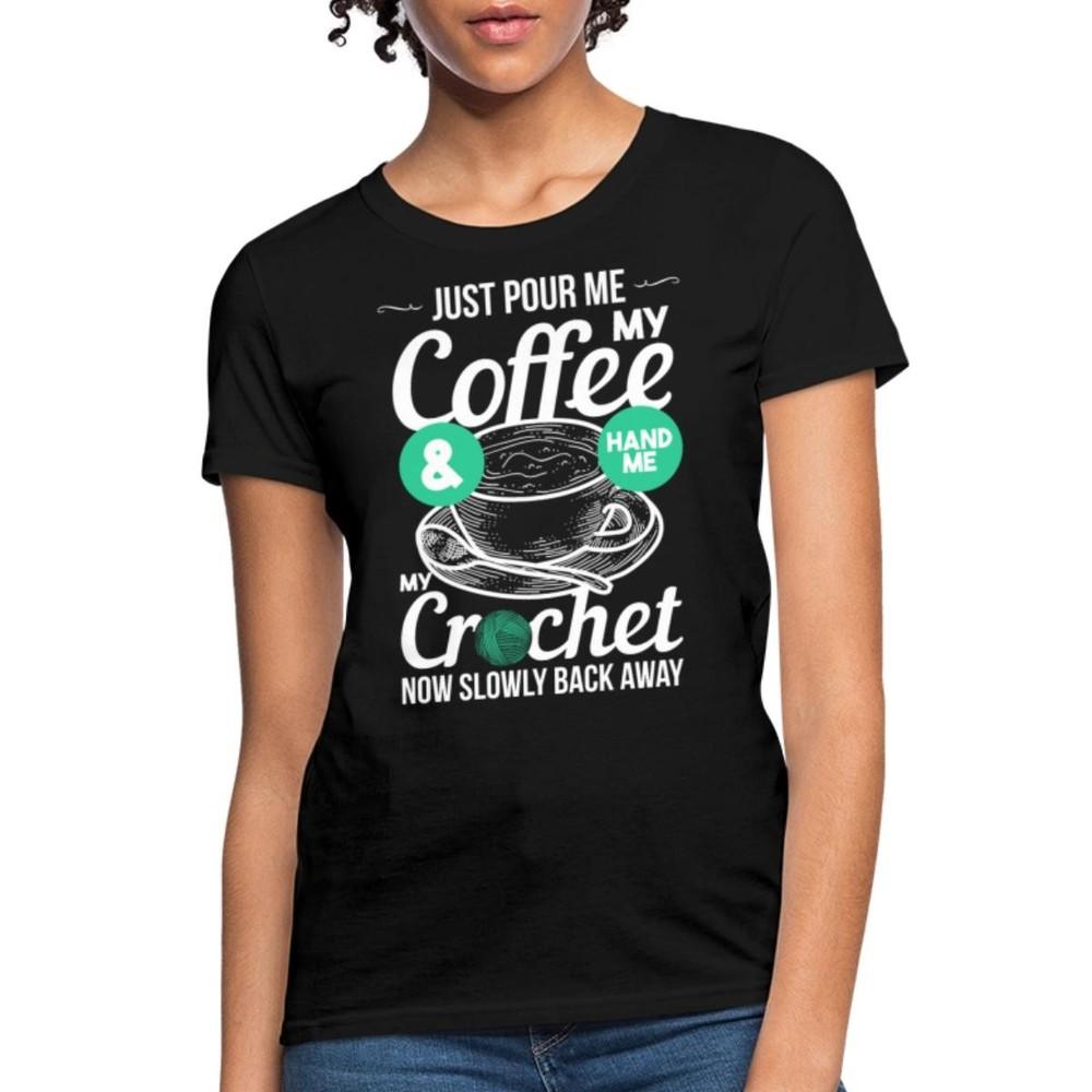 

Кофе и Вязание Крючком Забавный Подарок для Вязальщицы Женская Футболка XL
