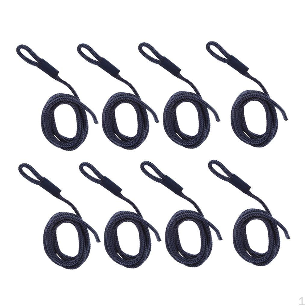 

8 Pieces Boat Lines 1/4 X 5 Bumper Whips Rope Docking Blue