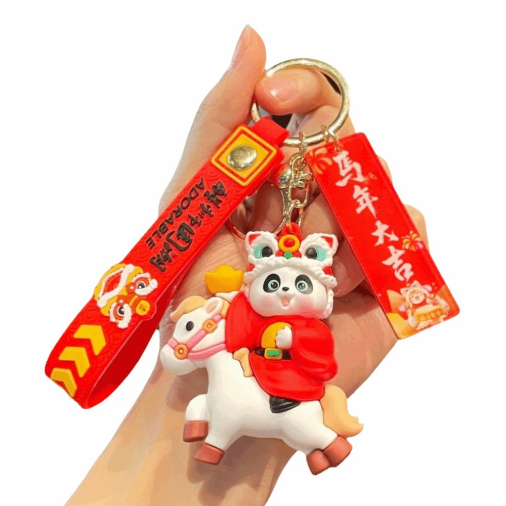 Chinese Style Panda Keychain Pendant Traditional Cartoon Horse Bag Pendant Pony Pendant Gift