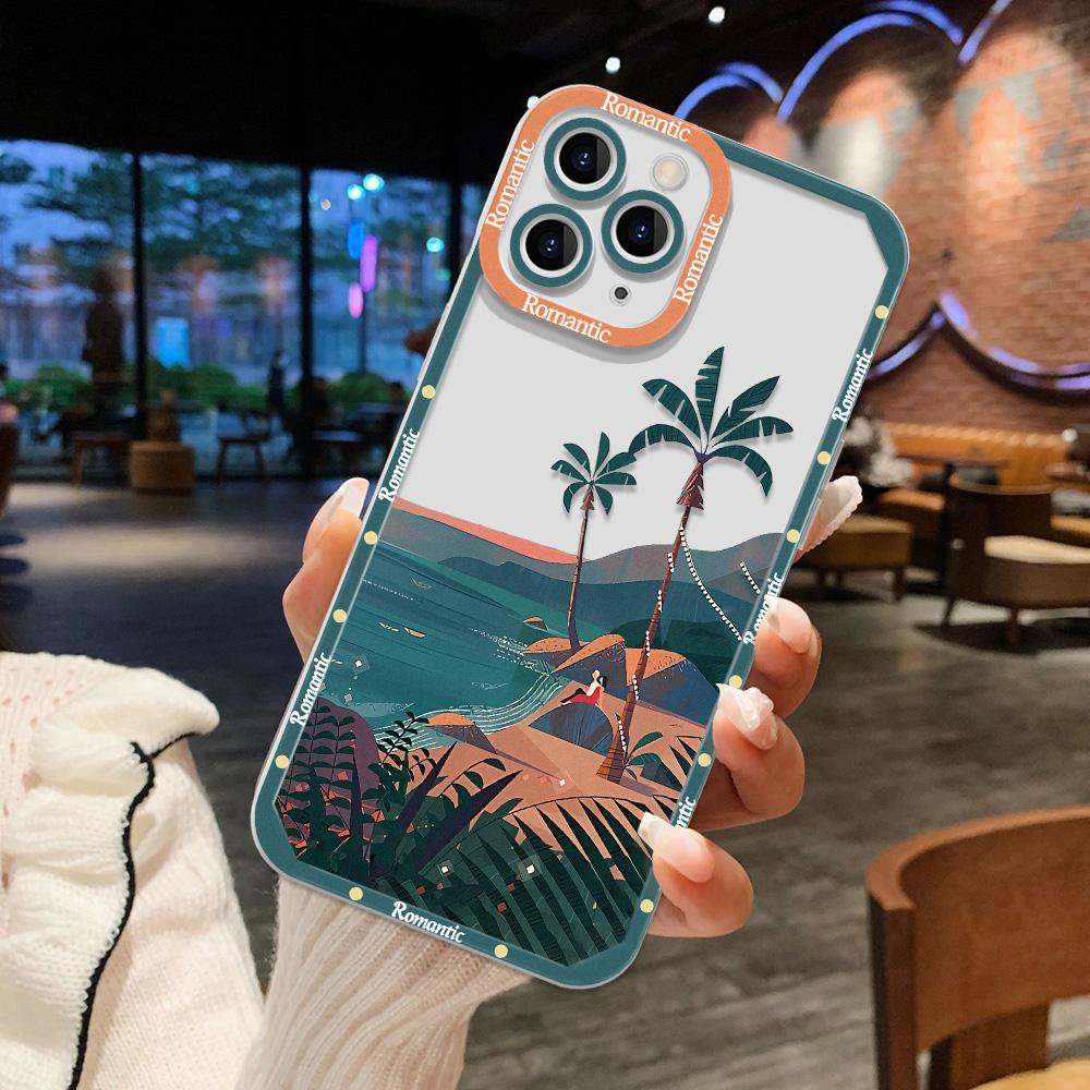 Clear Landscape Phone Case For iPhone 13 Pro Case iPhone 14 15 Pro Max 11 12 Pro XR XS X 7 8 13 12 Mini SE Anime Scenery Cover