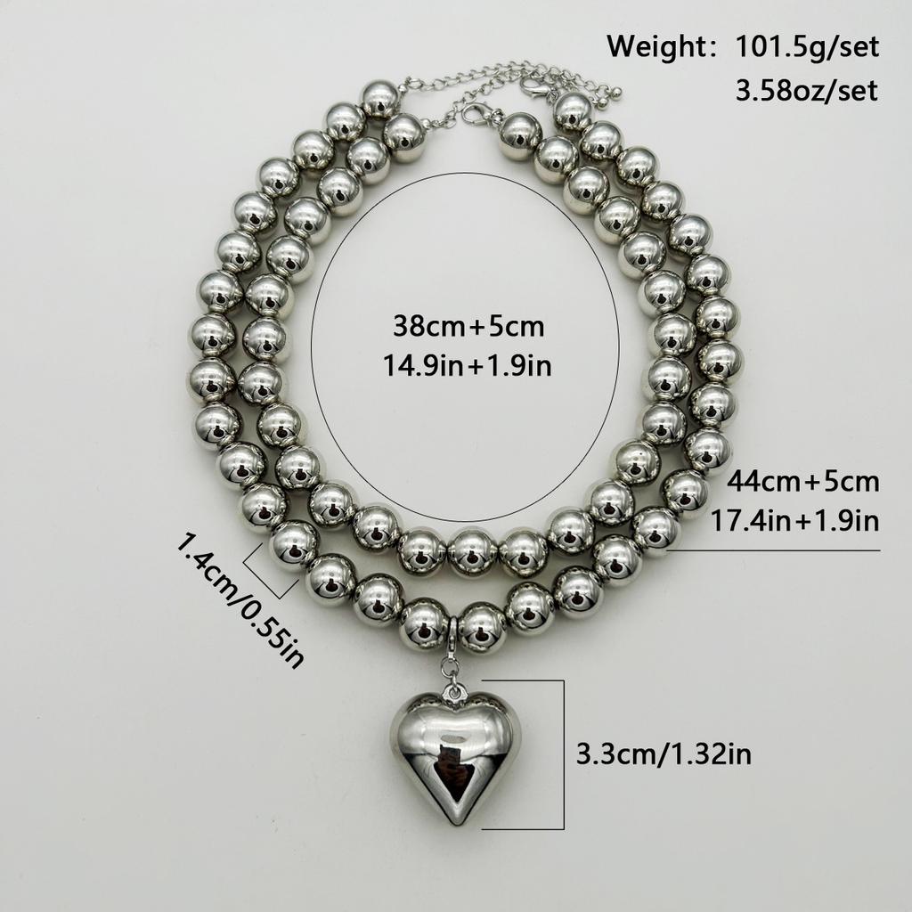 Creative Multi-layer Pearl CCB Sweater Chain Collarbone Chain Temperament Elegant Love-shaped Layer Necklace