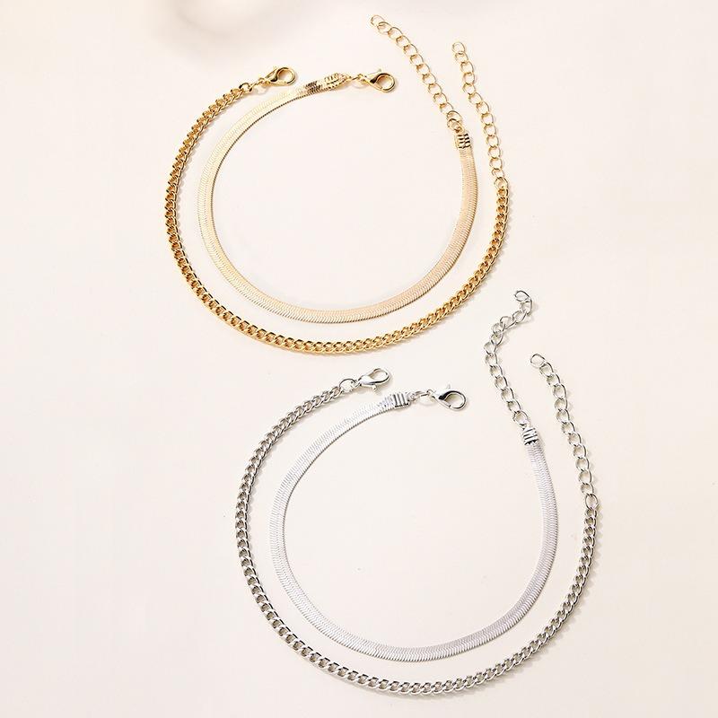 Alloy double-layer anklet jewelry new thick chain jewelry high-end bracelet girls anklet
