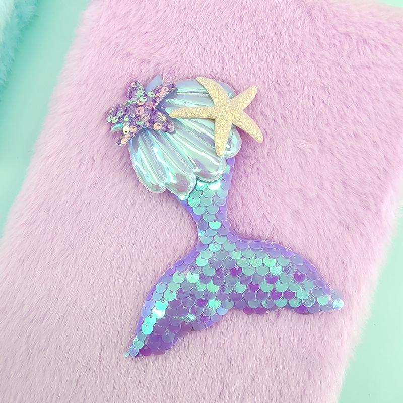 Quaderno Morbido A5 Coda di Sirena con Paillettes - 80 Fogli Diario Regalo Cartone Animato