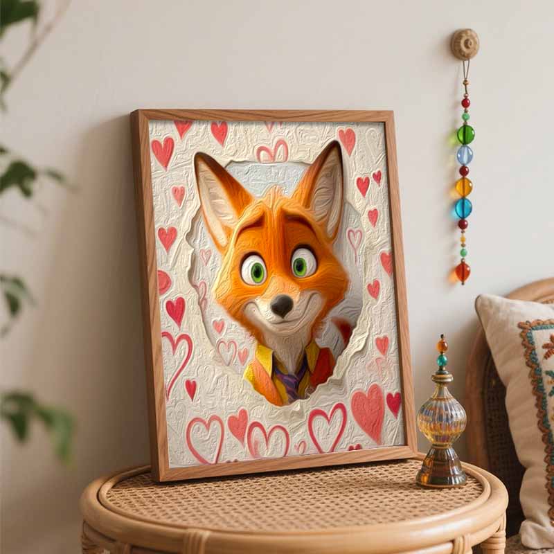 Disney Nick Wilde DIY Painting Kit Classic Style Home Decor Craft Gift Idea for Romantic Valentine's Day Lovers Wall Art Decor Aesthetic