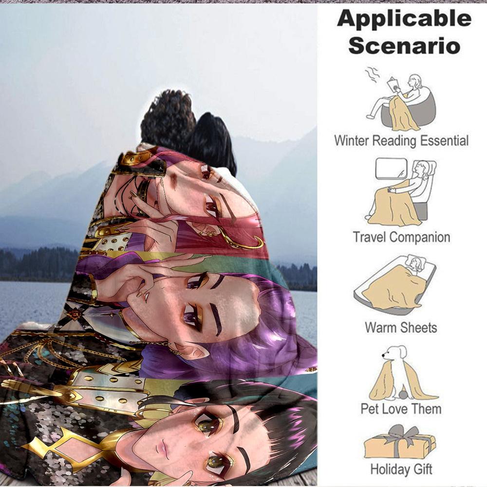 1pc KPop Flannel Throw Blanket - HD Printed Lightweight Soft Warm All-Season Blanket for Sofa, Bed, Travel, Camping - Machine Washable082