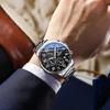 Men's Watch with Stopwatch, Analog Display, Silver: Luminous, Calendar, 3ATM Water Resistant, Stainless Steel, Quartz Movement, Suitable for Leisure,