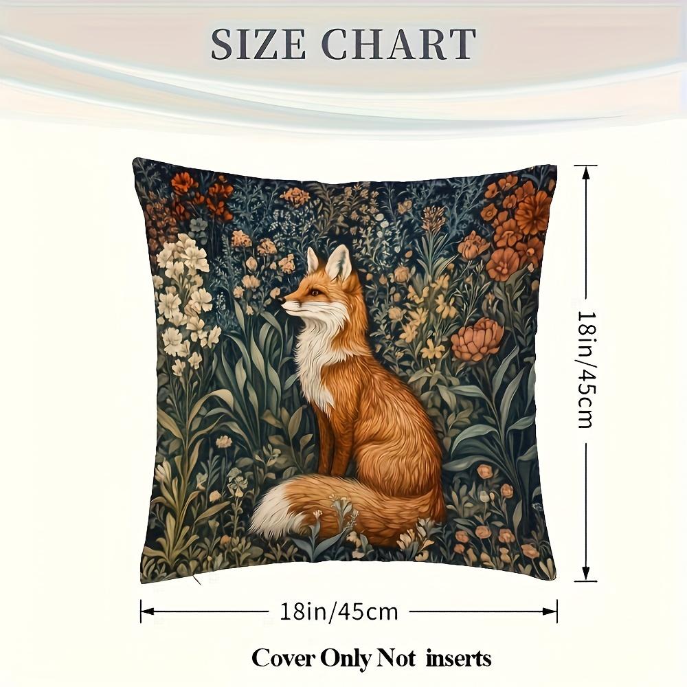 William Morris Style Fox And Floral Decorative Pillow Cover, Suitable For Sofa, Bed, Chair, Home Decor Cushion Cover