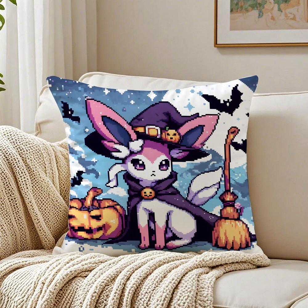 Halloween Cute Purple Cat Cushion Cover Linen Pillowcase Soft for Sofa Bed Home Room Decor