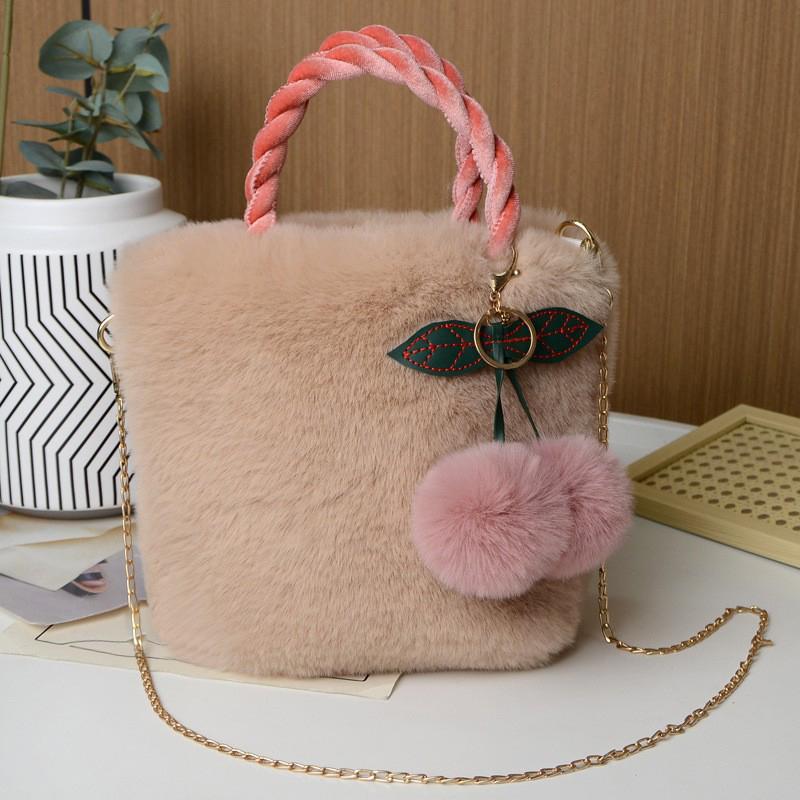 Large Capacity Plush Bag High Quality Soft Plush Travel Bucket Bag Cherry Maiden Plush Tote Bag