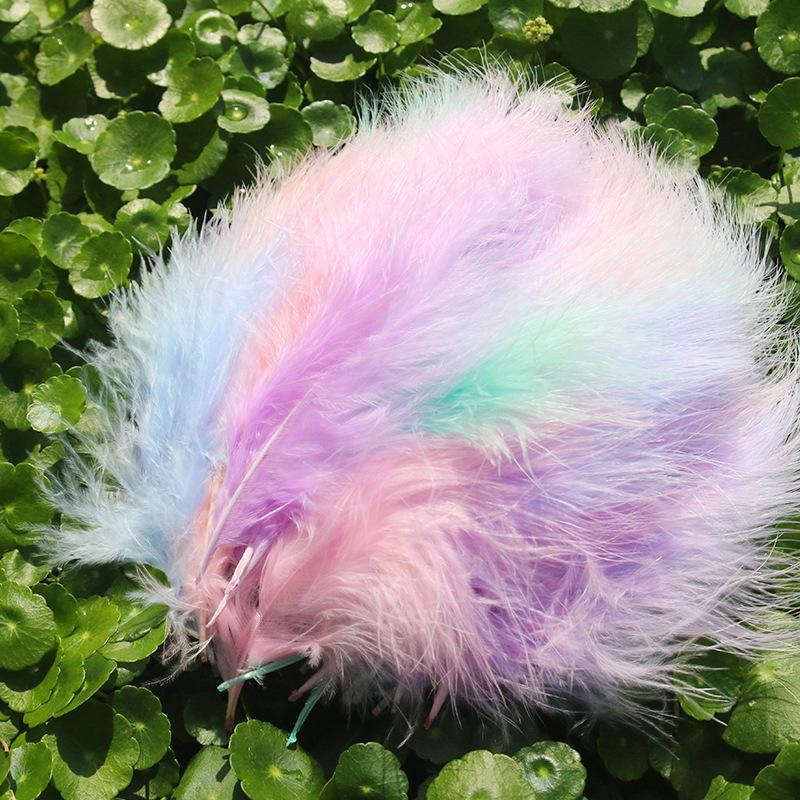 50Pcsdiy Color Feather Full Fleece Turkey Feather Clothing Antique Headdress Pet Toy Handicraft Decoration