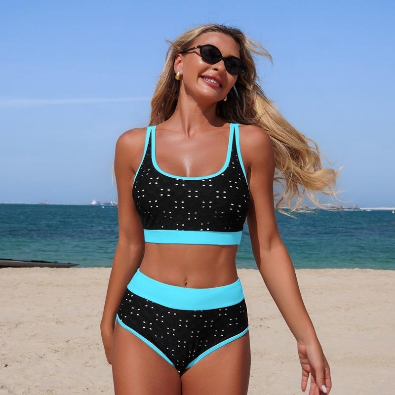 

European and American Swimwear New Bikini Hole Cloth Split Swimsuit Spot Bikini XL