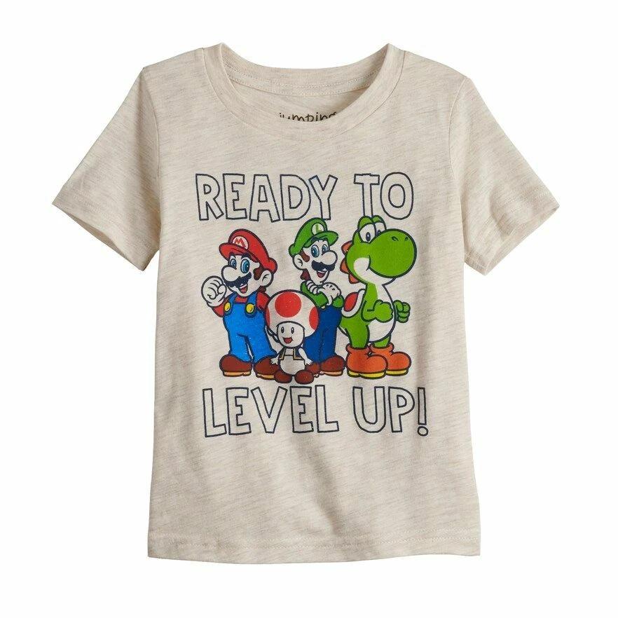 Jumping Beans Toddler Boys Super Mario Ready To Level Up! Shirt New 2T, 3T, 4T XL
