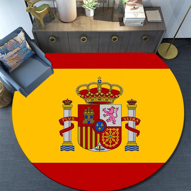 Spain National Football Team2 Round Area Rug,Carpet Rug for Living Room Bedroom Sofa Playroom Decor,Non-slip Floor Mat