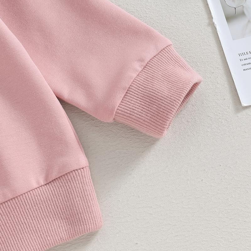 Citgeett Autumn Toddler Baby Girls Outfit Long Sleeve Letters Print Sweatshirt Elastic Waist Pants Fall Pink Clothes