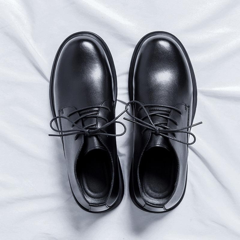 

Весенние кожаные туфли в британском стиле, мужские деловые, повседневные, с круглым носком, мужские туфли для молодых шаферов, черные, маленькие кожаные туфли 2329-R 38 чёрный