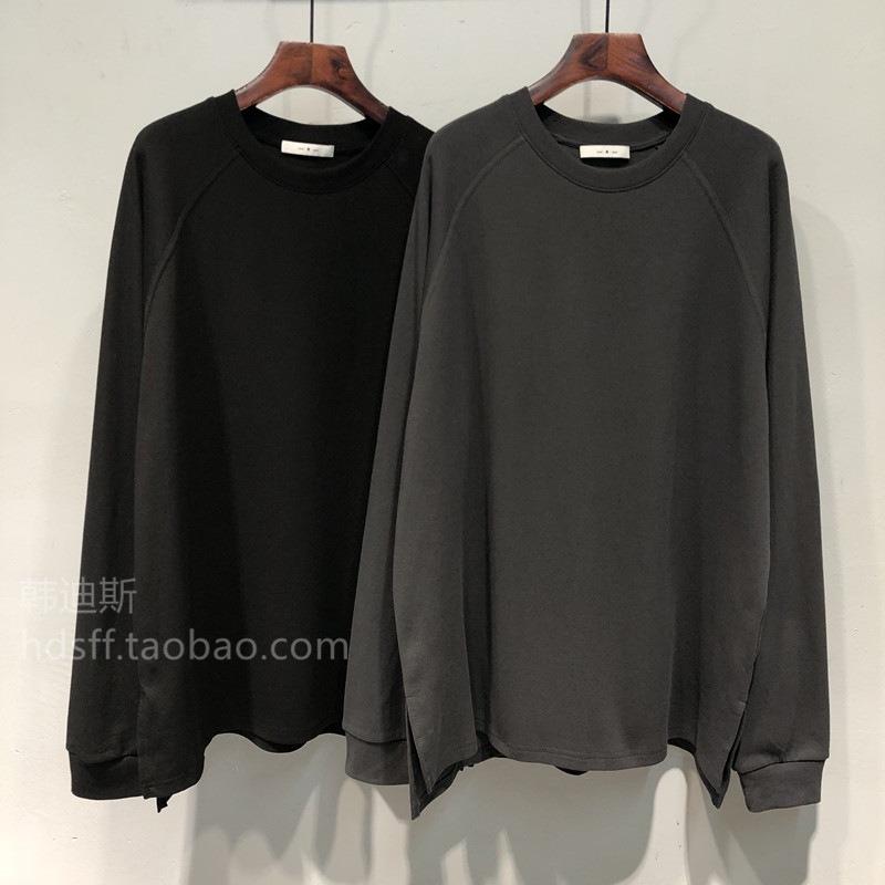 Pure Cotton Long-sleeved T-shirt Women's New Early Autumn Loose Solid Color Slit Bottoming Shirt Top