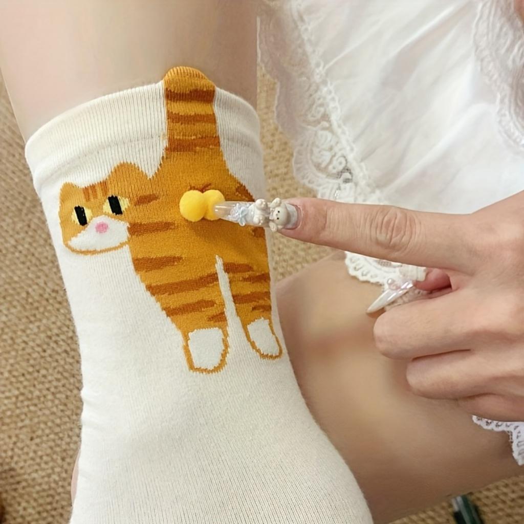 Abstrakte tredimensjonale kattesokker med søte og sære tubesokker - Komfortable og pustende for hjemme og utendørs, egnet for alle årstider