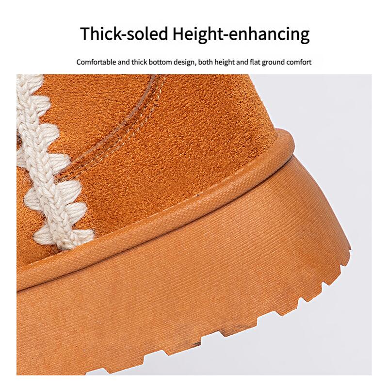 Arctic Winter Boots for Women - Thermal Knee-High Snow Boots with Anti-Slip Thick Sole & Slavic Knit Pattern
