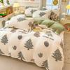 Winter Milk Fleece Bedding Four-piece Set Double-sided Fleece Thickened Sheets Quilt Cover Pillowcase